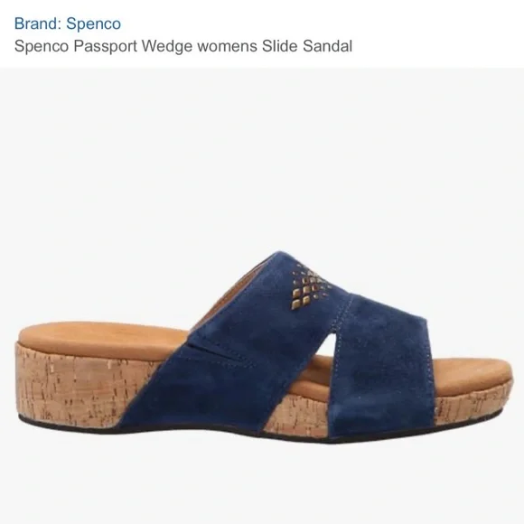 Spenco Passport Wedge womens Slide Sandal 12B Dark Navy NWB - Picture 7 of 12
